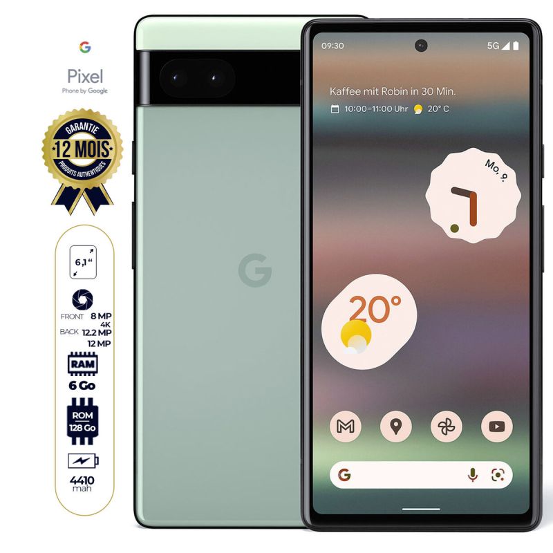 GOOGLE PIXEL 6A - 6.1" - 128Go/6Go - 12.2MP 4K/8 - Dual sim - 4410mAh - 12 mois| Glotelho Cameroun