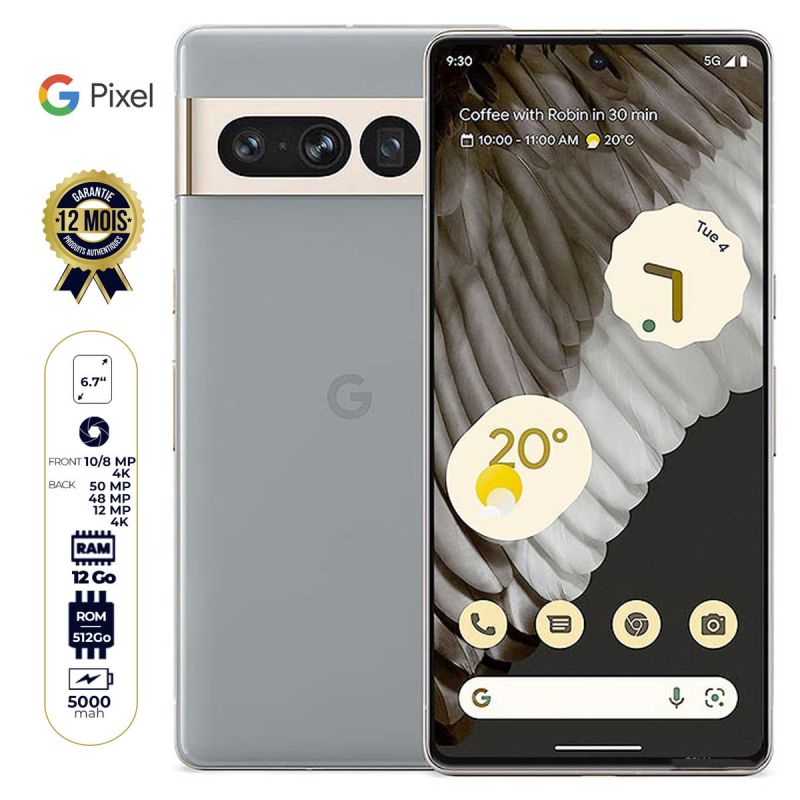 Google Pixel 7 Pro 5G - 6,7" - Nano-SIM+eSIM - 512 Go/12Go - 50MP+48MP+12/10.8MP - 5000 mAh| Glotelho Cameroun