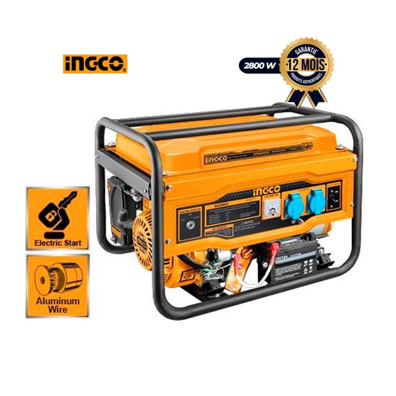 Groupe électrogène à essence - INGCO GE30005-1 - 2800 W- Avec démarreur de batterie - 12 Mois | Glotelho  Cameroun