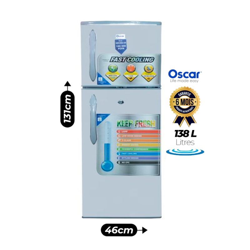 Réfrigérateur Double Oscar 138 Litres prix Cameroun
