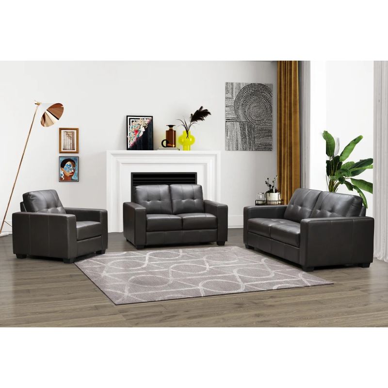 Salon JOJO - JOJ-6DG - 100% cuir - 6 places - très confortable Noir - prix Cameroun