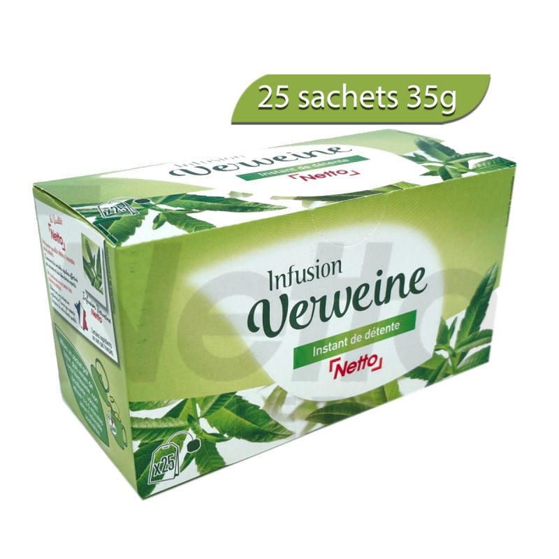 Infusion verveine instant et détente - NETTO - 25 sachets - 35g - Propriétés relaxantes et digestives
