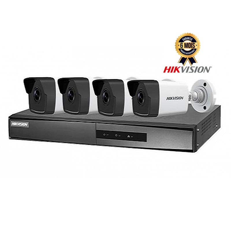 Kit de vidéosurveillance prix en fcfa 04 cameras - HIKVISION PoE Bullet - 2MP - 6 Mois| Glotelho Cameroun