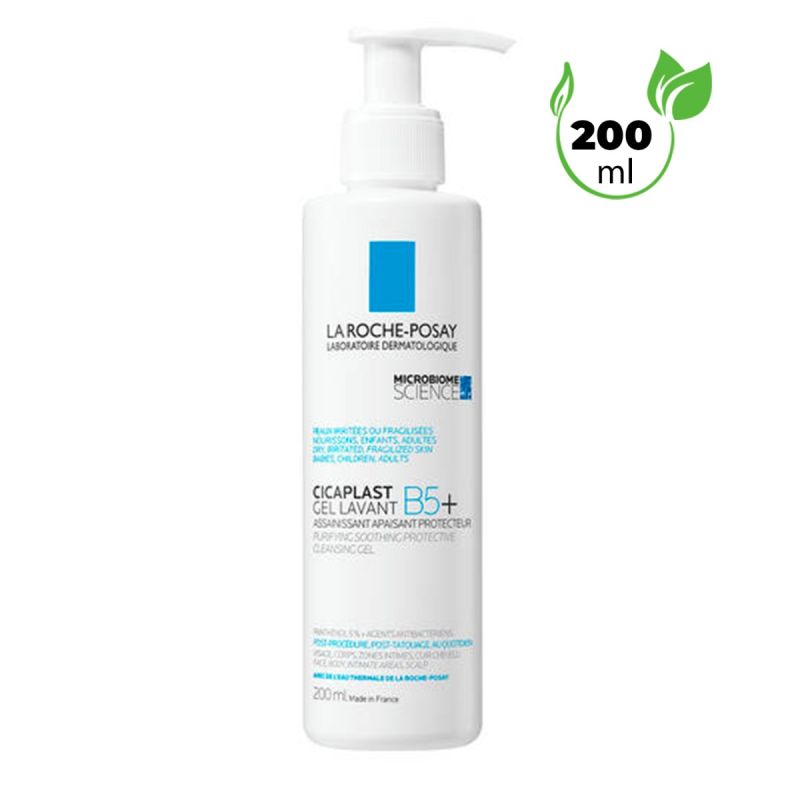 La Roche‑Posay Cicaplast Lavant B5+ –  Gel nettoyant moussant assainissant pour les peaux irritées & fragilisées - 200 ml