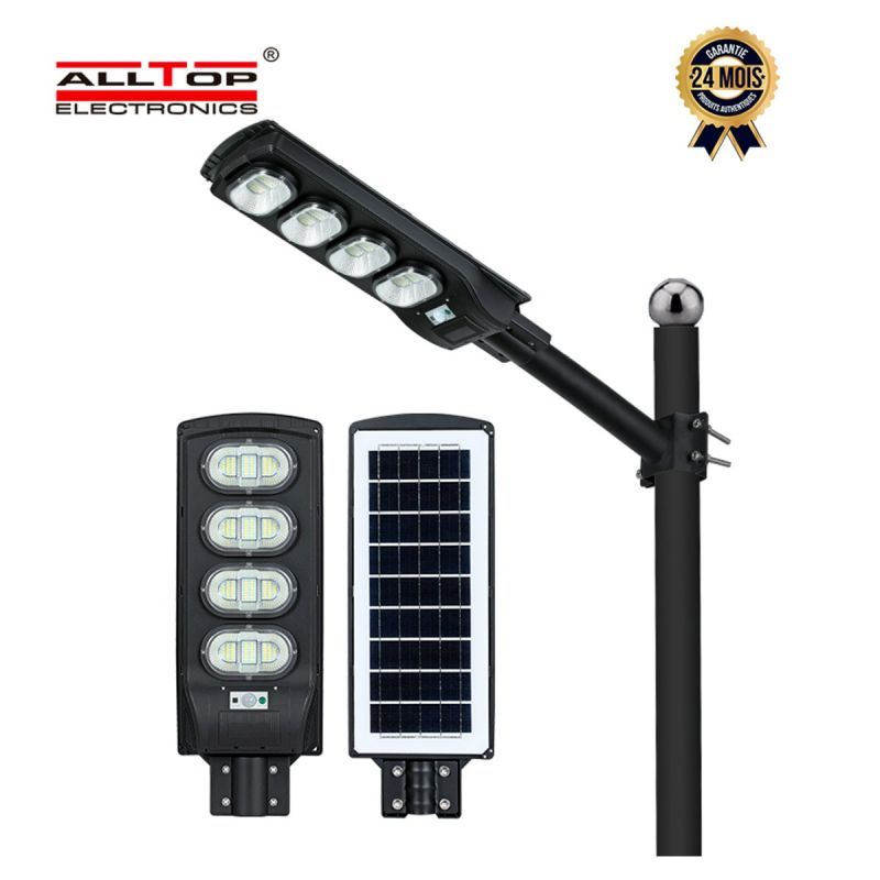 Lampadaire Solaire 200W Prix en fcfa - ALLTOP 0426D200-03 - Capteur de mouvement et de lumière - 8 Mois| Glotelho Cameroun