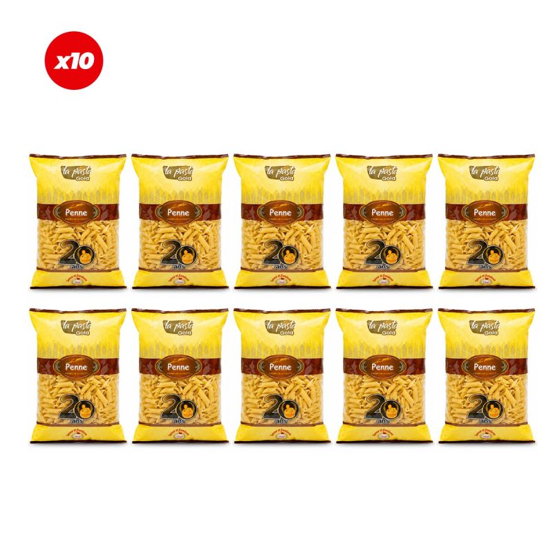 Lot de 10 Macaroni Pasta Gold – 500 g
