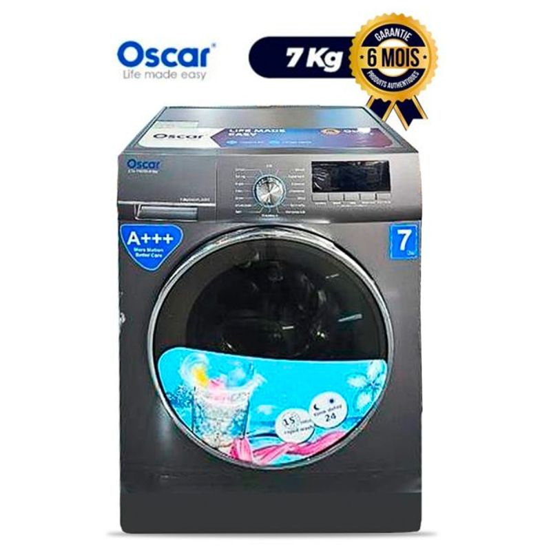 Machine à Laver -Automatique - Oscar - OSC -FL-XG70 - 7Kg - Gris - 6 Mois Garantie