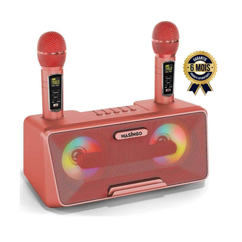  Machine de karaoké MASINGO pour adultes et enfants avec 2 microphones sans fil | Glotelho Cameroun