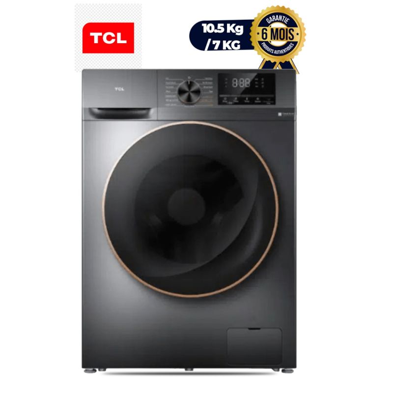 Machine à laver séchante - TCL - C2110WDG - 10.5kg/7kg - Direct Drive Inverter - Écran Digital - Noir - Garantie 6 mois