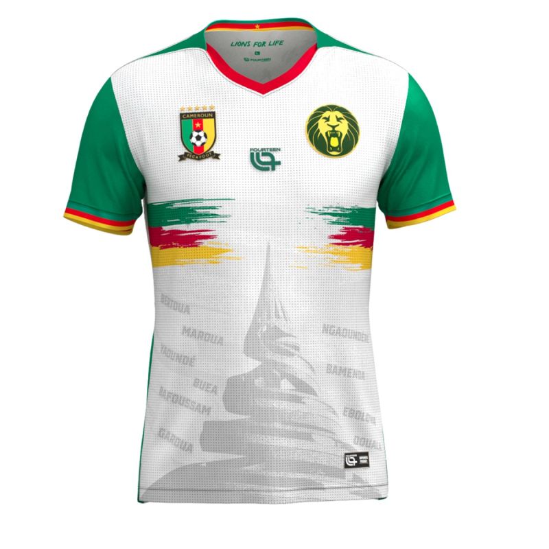 Maillot Officiel Lions Indomptables du Cameroun - Fourteen - Authentic Jersey - Blanc