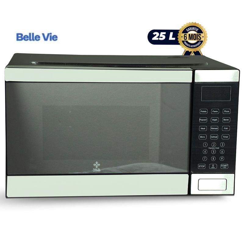 Micro-onde digital - BELLE VIE - BVMC-25 - 25 Litres - 1320W - 10 Menus Automatiques - Fonction Dégivrage - Garantie 6 mois