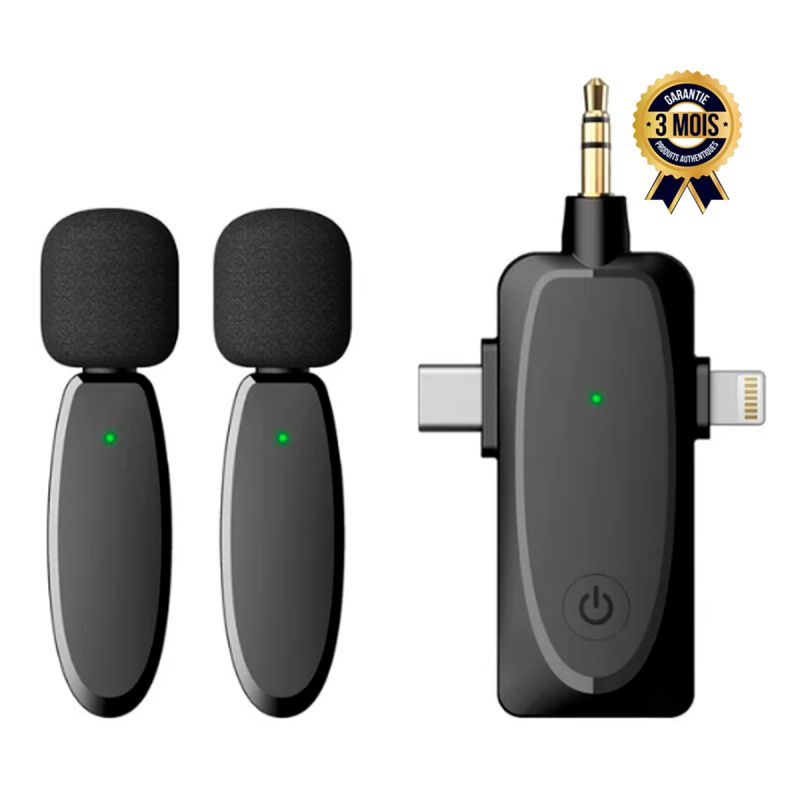 Microphone cravate sans fil avec 02 Micros prix Cameroun