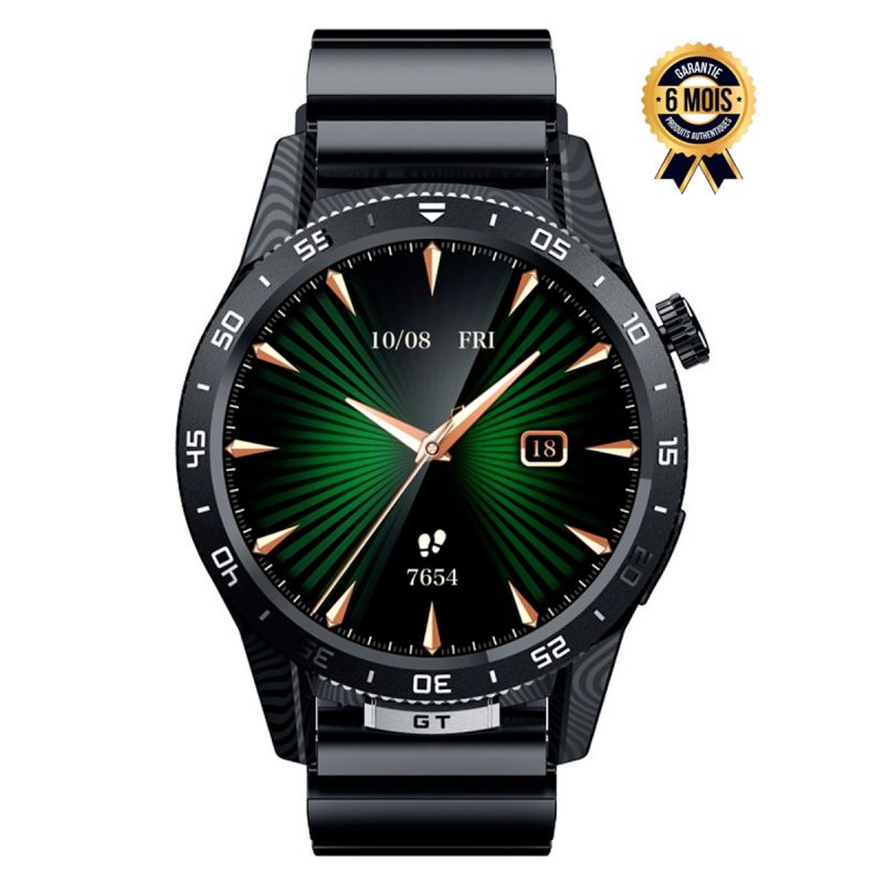 Montre Connectée Tecno Watch GT (WGT01) – Écran AMOLED 1,51" - GPS Intégré - Appels Bluetooth - Bluetooth 5.3 - Autonomie 15 Jours - Etancheité 3 ATM - Suivi Santé Complet - 110+ Modes sport - 2 Bracelets silicone inclus (noir & vert) - Garantie 6 Mois