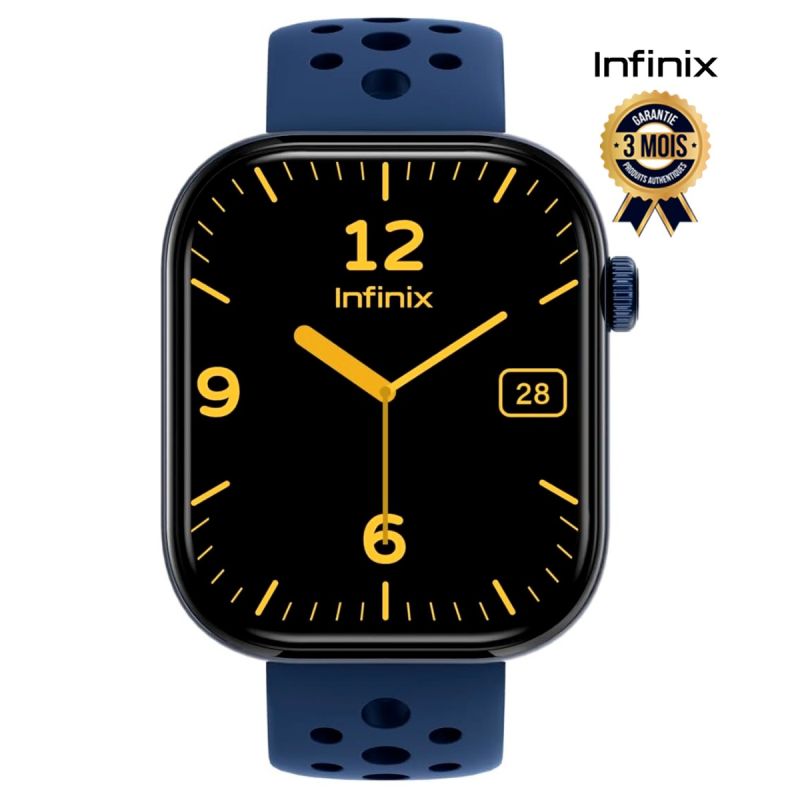 Montre connectée Infinix Xwatch H4 - XW04L - Écran HD 2,04" - Appels Bluetooth (V5.3) - Autonomie 7 jours - Étancheité IP68 - Suivi santé & d'activité physique - + de 100 cadrans - Bleu - Garantie 3 mois