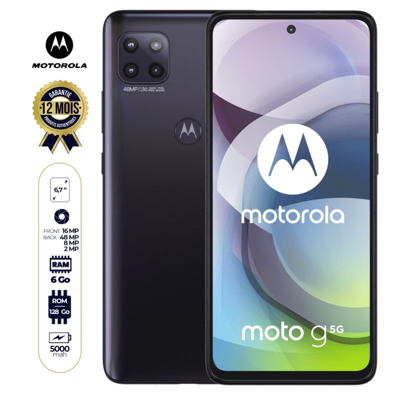 Motorola Moto G 5G - Smartphone - 6.7 pouces - 128/6Go Ram - 48+8+2MP 4K/16MP - Dual Sim - 5000mAh - Garantie 12 mois | Glotelho Cameroun