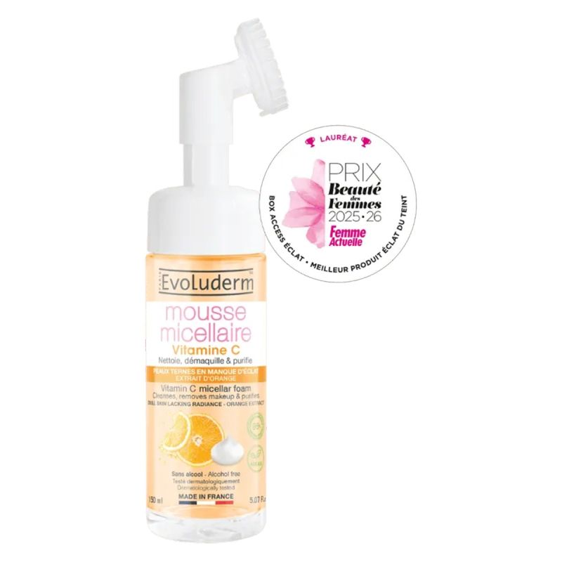 Mousse Micellaire Nettoyante Vitamine C, Avec brosse  - Evoluderm - 150 ml, prix en FCFA, Cameroun. 
