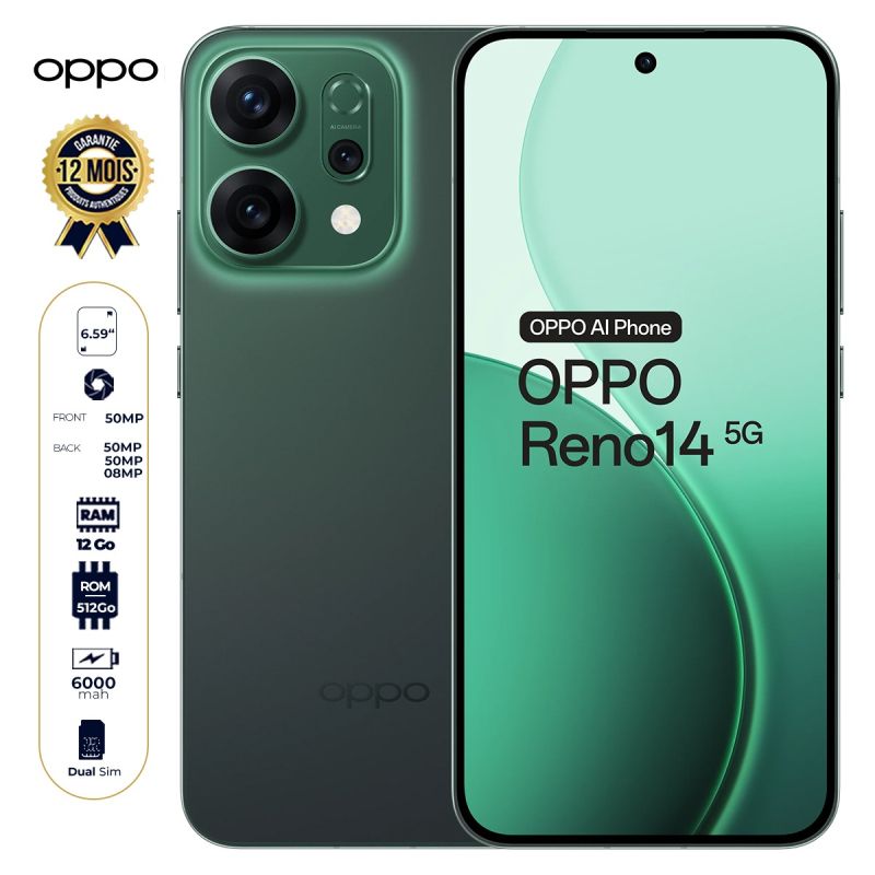 Oppo Reno14 5G - 512 Go - 12 Go RAM - 6.59