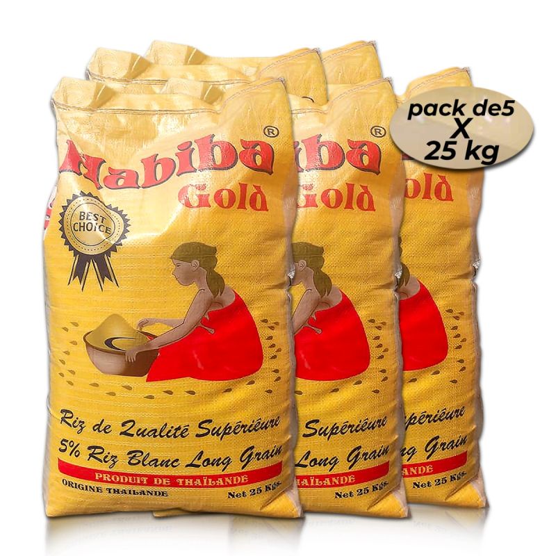 Pack de 5 sacs de Riz Thaïlandais Habiba Gold – 25 kg 