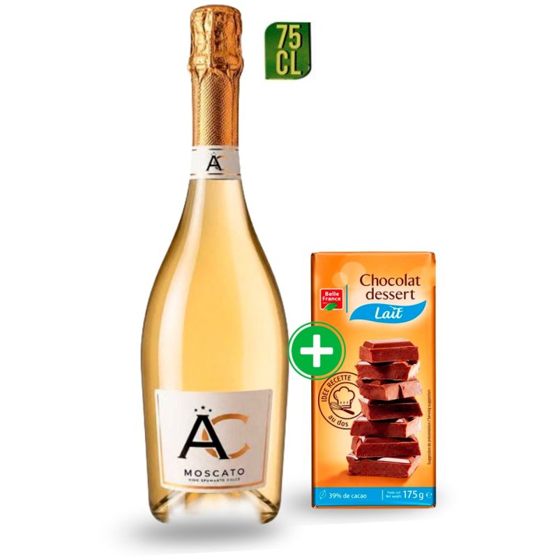 Pack Plaisir Sucré 2-en-1 – Moscato Dolce Santero 75cl + Chocolat Dessert Lait 175g