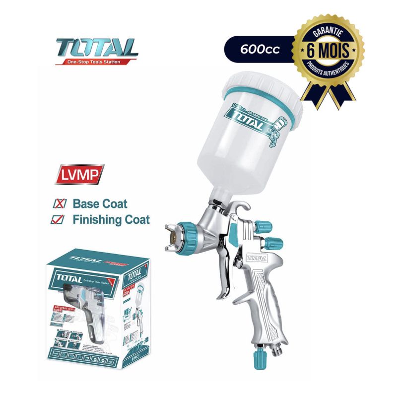 Pistolet LVMP à peinture TOTAL TAT10605 - 600 cc - Pression de pulvérisation 2,0 bars