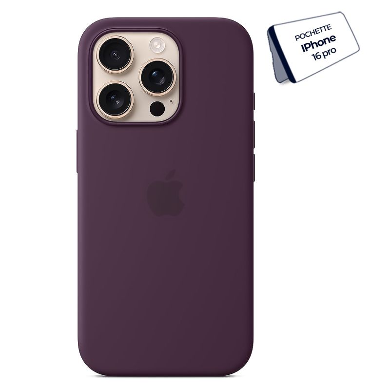 Pochette Apple en silicone avec Magsafe pour iPhone 16 Pro