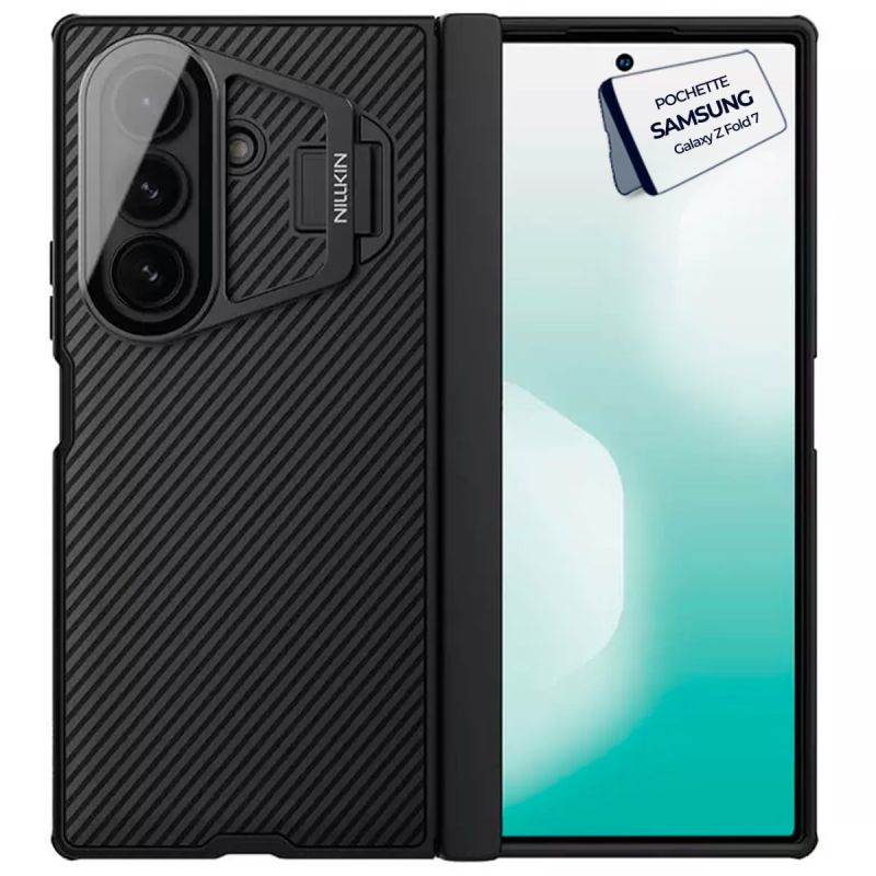Pochette Nillkin Camshield Prop pour Samsung Galaxy Z Fold 7 - Cache caméra coulissant et support intégré (prop), porte-stylet- Noir