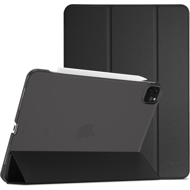 Pochette Pliable pour iPad Pro 11" – Arrière Rigide Fine avec Support – Compatible 4e (2022), 3e (2021), 2e (2020) et 1re Génération (2018) – Noir