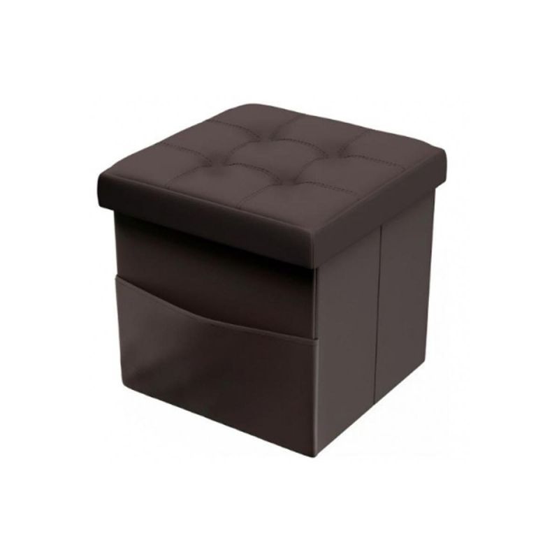  Pouf exécutif - 1 pièce en cuir - marron et bois - très solide| Glotelho Cameroun