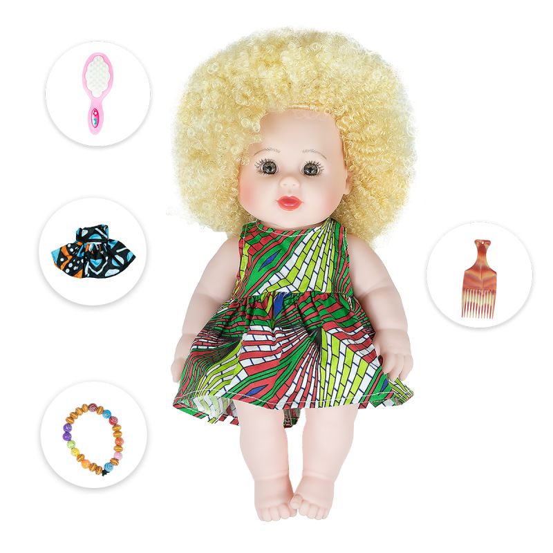 Poupée Abena blanche avec peigne, sac et vêtements petit modèle
