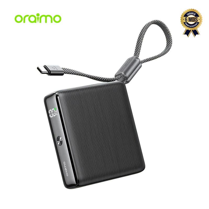 PowerBank Oraimo PowerNova L11 - OPB-7103C - 10 000 mAh, 22,5 W, cordon tressé type C intégré, garantie 6 mois, prix Cameroun. 