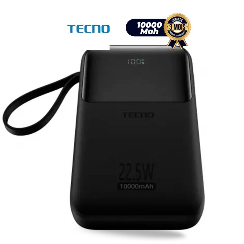 Powerbank TECNO L101Q - 10000mAh, garanti 3 mois, vendu sur Glotelho Cameroun.