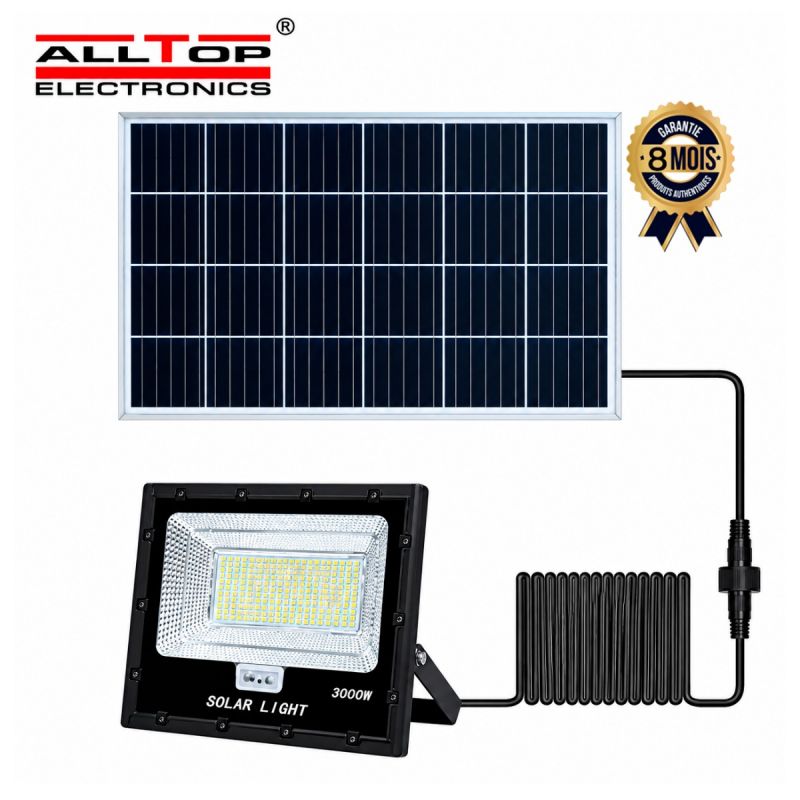 Projecteur Solaire LED 3000W ALLTOP - Panneau Polycristallin 90W - Batterie LiFePO4 65Ah - Autonomie 12-15H - Blanc 6000K - Garantie 8 Mois