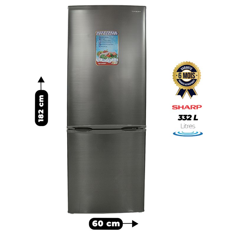 Réfrigérateur Combine - Sharp - Bh400 - 332L - Gris - Garantie 6 mois | Glotelho Cameroun