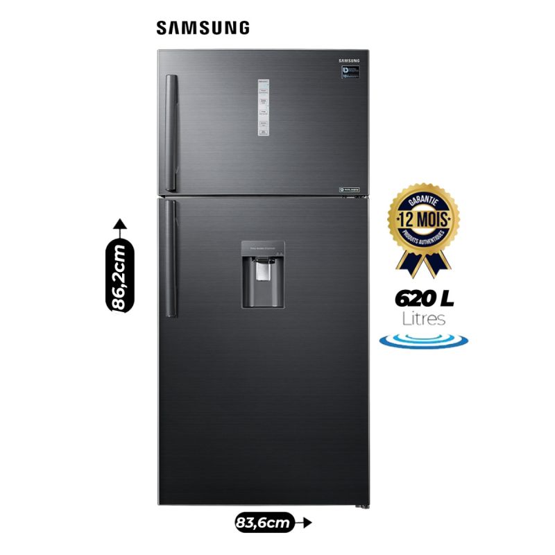 Réfrigérateur Double Porte SAMSUNG – RT85K7111BS – 620 Litres – Twin Cooling Plus™ – Digital Inverter – No Frost – 41 dB(A) – SpaceMax™ – Distributeur d'Eau – Black Inox – Garantie 12 Mois