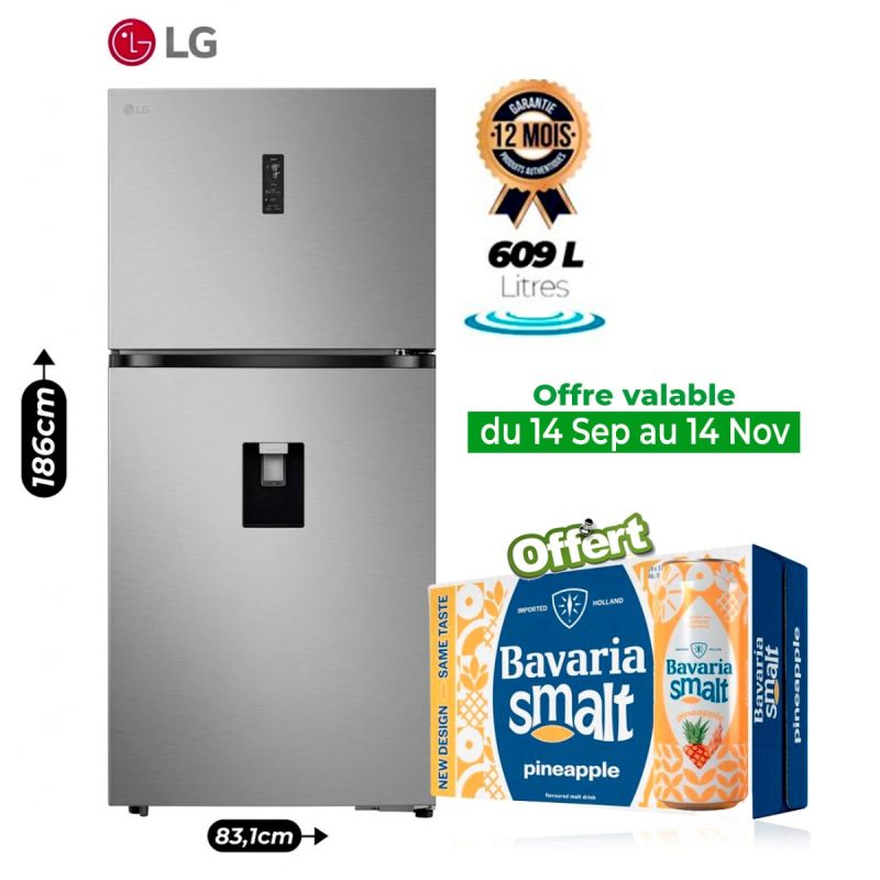 Réfrigérateur double portes - LG - GRTF622PFBQ