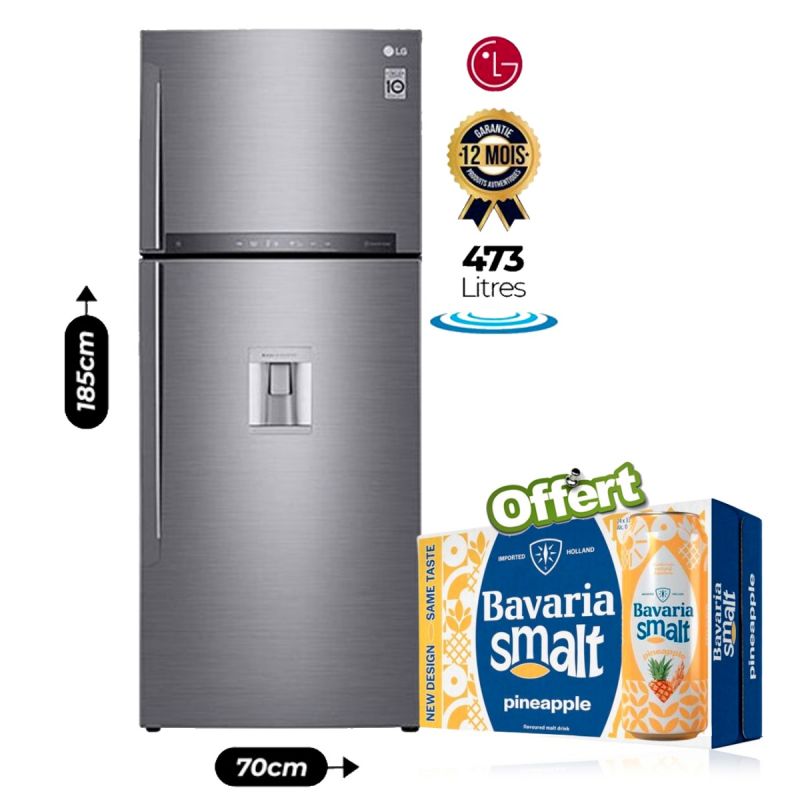 Réfrigérateur Américain - LG - 473 Litres - Distributeur d'eau - GL-F682HLHL - No frost - Gris - 06 Mois |Glotelho Cameroun