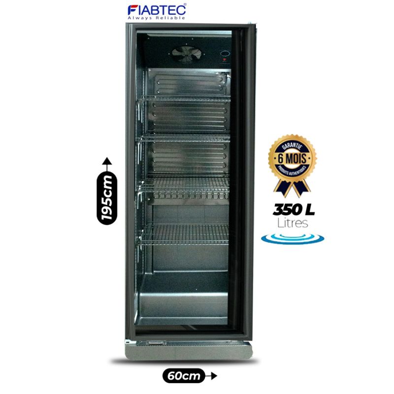 Réfrigérateur Vitrine FIABTEC - FTSCS-450GW - 350 Litres - Froid Ventilé - Classe Énergétique A++ - Étagères Réglables - Silencieux 40 dB - Garantie 6 Mois