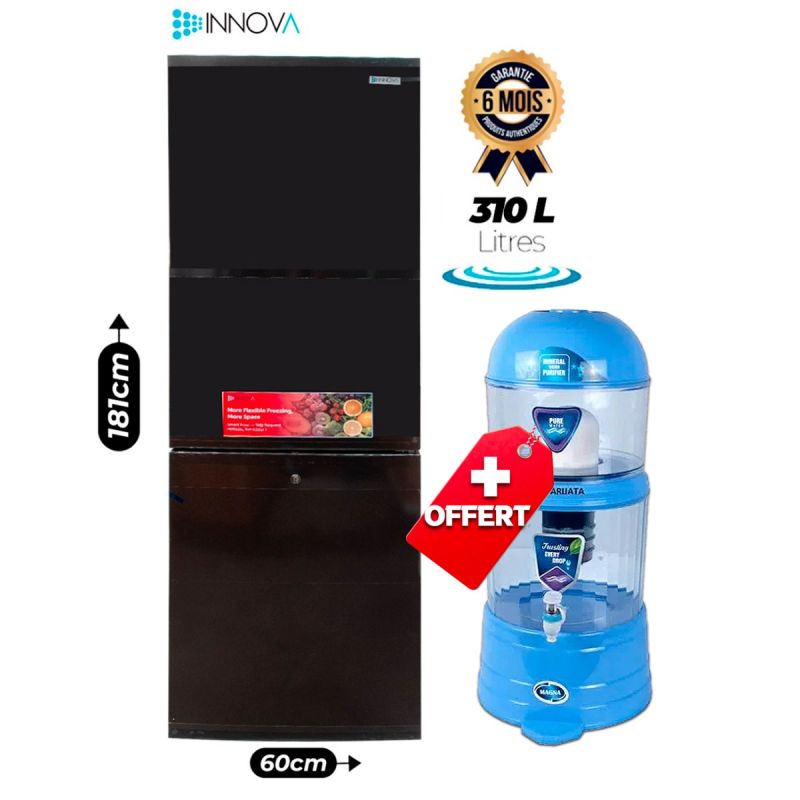 Pack – Réfrigérateur Combiné INNOVA IN471 – 310 Litres + Filtre à Eau ROYAL 14L OFFERT – Garantie 6 Mois