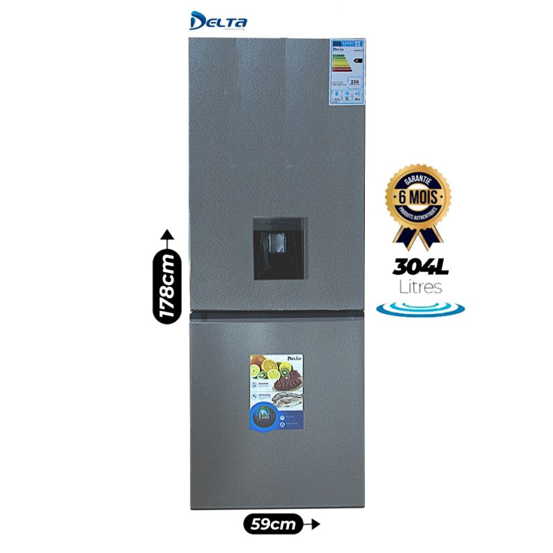 Réfrigérateur DELTA - DRF-K375BF - 304 Litres - Classe Énergétique A+ - Tropicalisé Classe T - Congélateur 93L - Silencieux 42dB - Garantie 6 mois