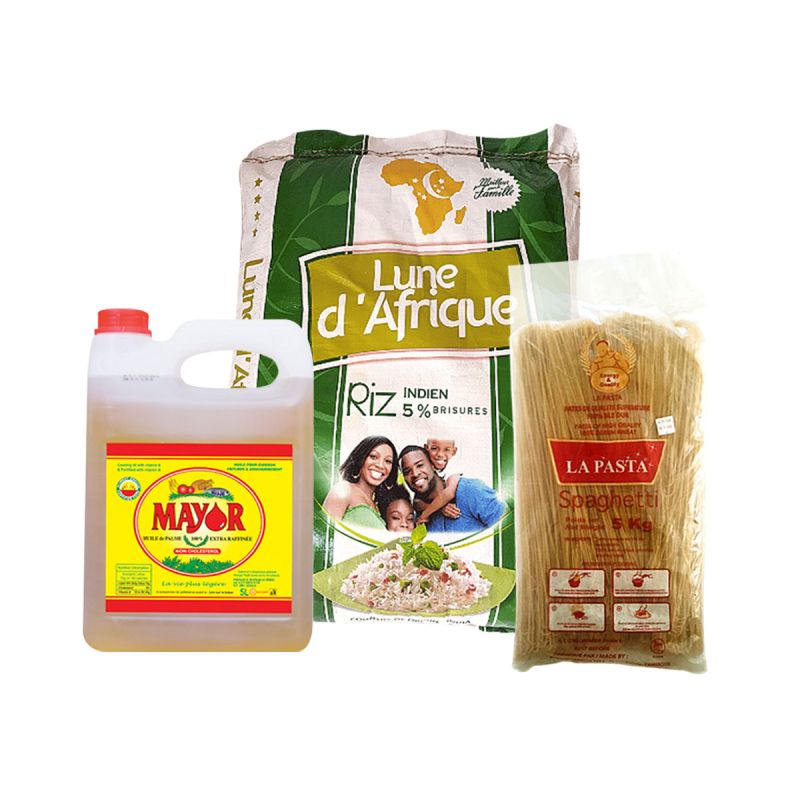 Riz 25kg + Spaghetti 5 kg + Huiles 5kg  - prix en fcfa | Glotelho Cameroun