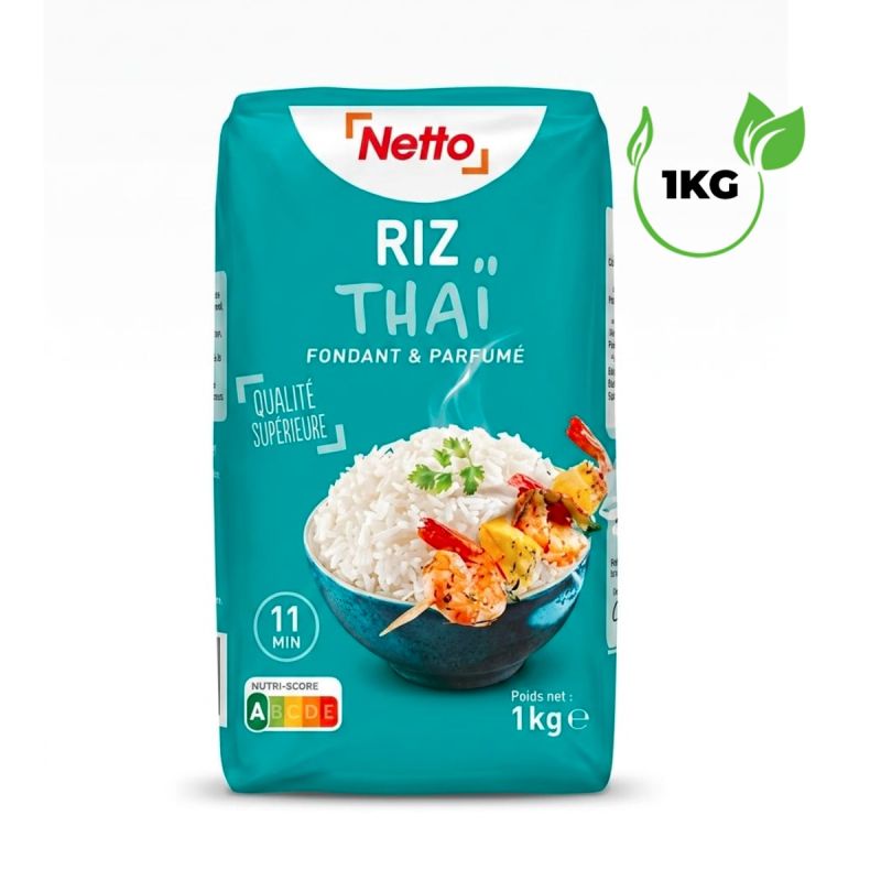 Riz Thaï Netto - Parfumé - Grains Supérieurs - Sachet 1kg