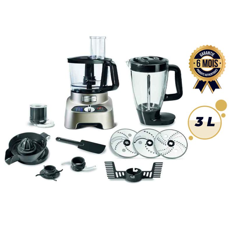 Robot Multifonction Double Force - Moulinex - MX FP824H10 - 8 Accessoires pour 28 Fonctions - Gris 