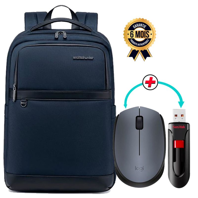 Pack Accessoires informatique Créatif - Sac à Dos Laptop Wepower Bleu + Souris Sans Fil Logitech M170 + Clé USB SanDisk Cruzer Glide 128 Go