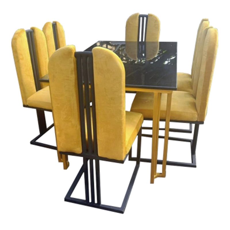  Salle à Manger en Marbre - 6 Places - 6YYG - Très Solide - MAM20222810002 - Jaune | Glotelho Cameroun