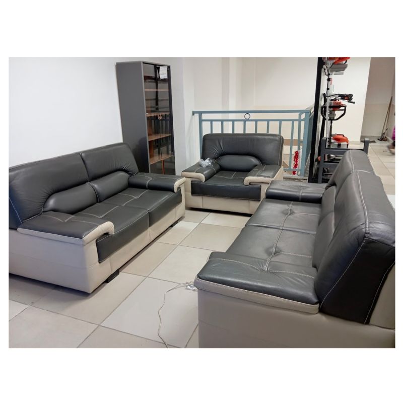 Salon en deux tons - 6 places - Simili cuir Et Daim 