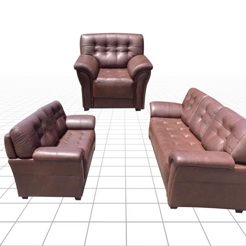 Salon 06 places - En cuir synthétique - mousse PH7 - Marron  | Glotelho Cameroun