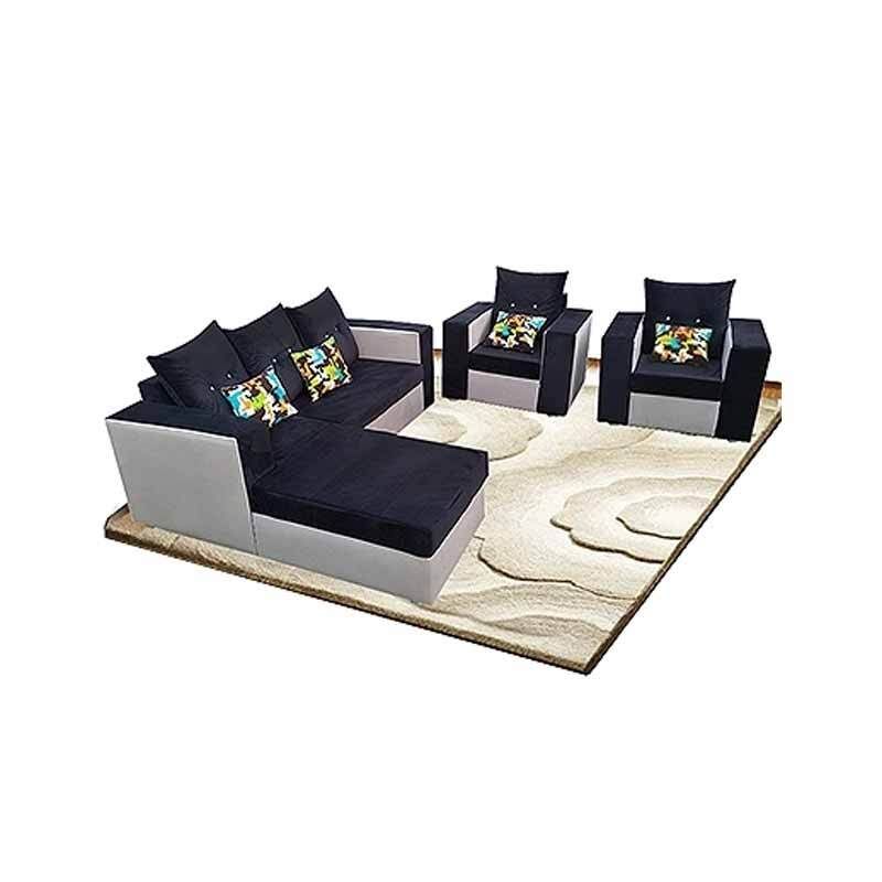 Salon en velours avec canapé d'angle - 6 places - Noir - Garantie 1 Mois  Glotelho Cameroun