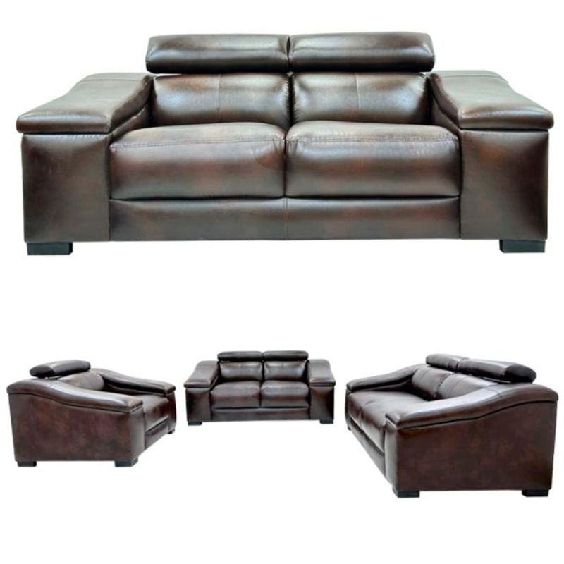 Salon NJI 6 places (1+2+3) en cuir Norvégien, disponible sur commande sur Glotelho Cameroun.