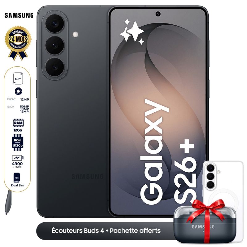 Samsung Galaxy S26+ 512 Go + pochette Galaxy S26 + Galaxy Buds4