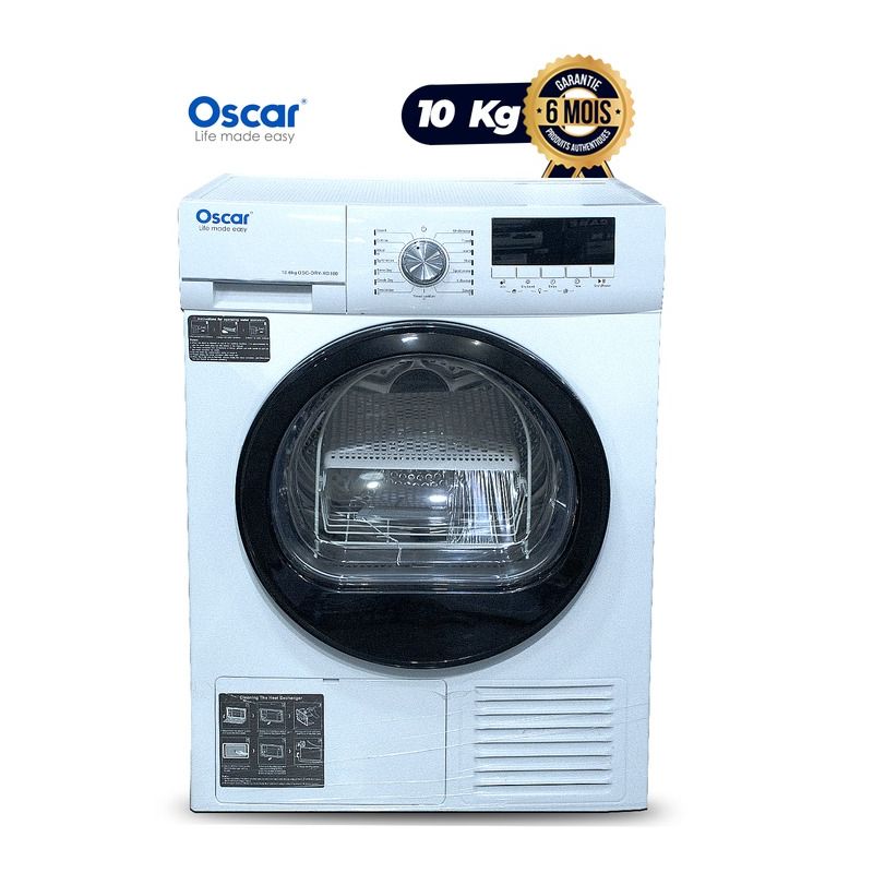 Sèche-linge automatique frontal OSCAR 10 Kg - Pompe à chaleur - Modèle OSC-DRY-XD100 - Blanc - Garantie 6 mois